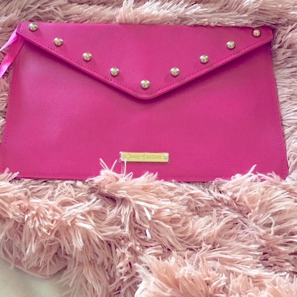 New Juicy Couture Pink Clutch with Gold Accents